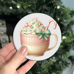 Dessous de verre en céramique de Noël, motif de cacao mignon tapis isolant résistant à la chaleur.