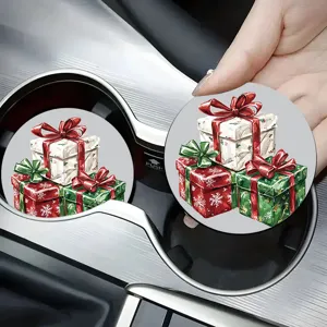 Christmas gift design car coasters, absorbent ceramic cup holder coasters set for auto interior.