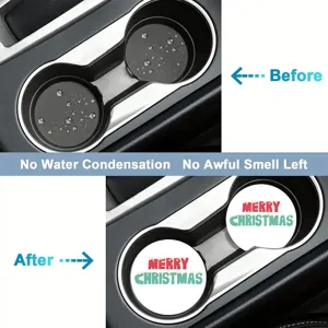 Car cup holder coaster detail showcasing waterproof and anti-odor soft rubber performance.