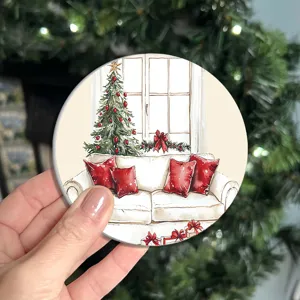 Natale rotondo tovaglietta design acquerello tappetino da pranzo festa decorazione sottobicchiere