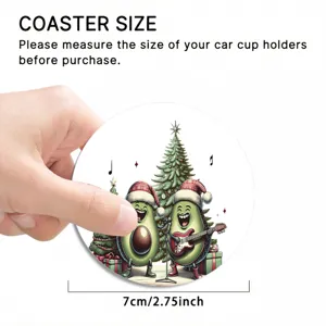 Christmas avocado car cup coaster round silicone non-slip drink mat holiday decor 7cm