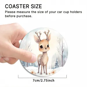Carino sottobicchiere per auto con cervo acquerello tappetino portabicchieri assorbente 7cm decoro