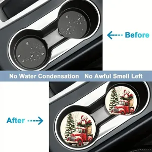 Christmas car cup coasters absorbent ceramic mats for auto cup holder anti slip pad