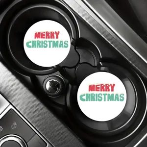 Christmas car cup coasters set, non-slip rubber drink coasters for automotive cup holders.