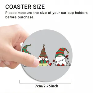 Christmas gnome car coaster 7cm round rubber cup holder pad anti slip mat holiday decor
