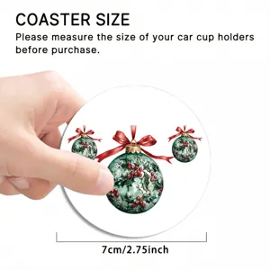 Christmas car cup coaster 7cm round absorbent ceramic mat for auto interior decoration.