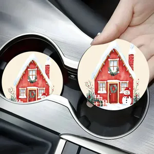 Sottobicchiere per Auto di Natale in Silicone Impermeabile Antiscivolo Tappetino da Tavola Festivo per Tazza da Caffè