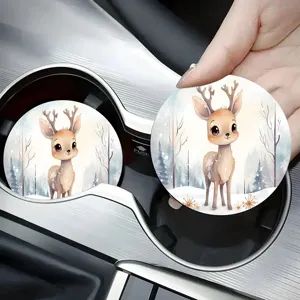Carino sottobicchiere per auto con cervo acquerello assorbente antiscivolo accessorio