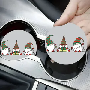 Round Silicone Coaster Heat Resistant Non-Slip Table Mat With Christmas Gnome Floral Pattern For Home Kitchen Dining Table Cup Mat Decoration