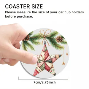 Kerst patchwork ster silicone auto beker onderzetter 7cm diameter antislip matje auto