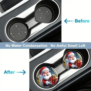 Natale Santa sottobicchieri auto tazza assorbente tappetino antiscivolo per interni auto
