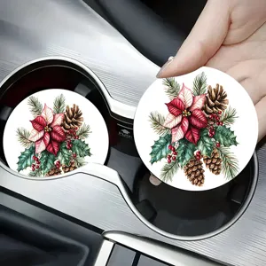 Siliconen Kerst Auto Onderzetter Antislip Warmte-isolatie Mat Ronde Vakantie Drinken Onderzetter Voor Thuis Keuken