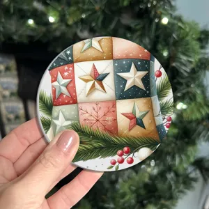 Christmas primitive star patchwork coaster decorative insulated cup mat for home use