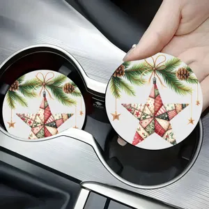 Kerstster auto onderzetter, antislip siliconen bekerhouder mat voor voertuiginterieur, decoratie.