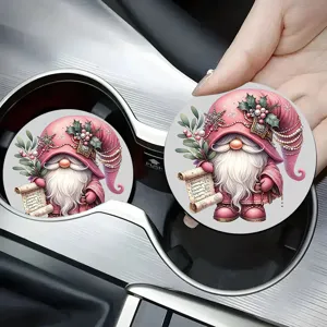 Sottobicchieri per auto con gnomo di natale rosa simpatici tappetini per portabicchieri