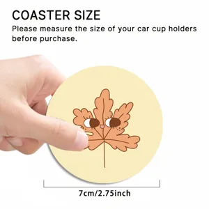 Cute cartoon maple leaf car coaster anti-slip cup holder mat 7cm diameter size accessory