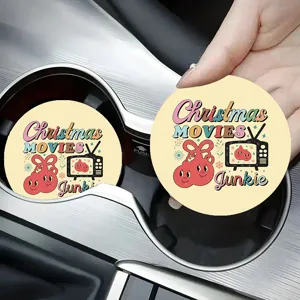 Christmas car cup holder coaster absorbent ceramic coaster for auto interior decoration.