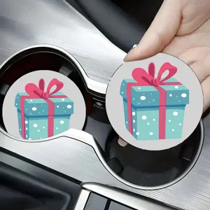 Cute cartoon gift box car cup coaster round anti-slip soft rubber drink coaster detail