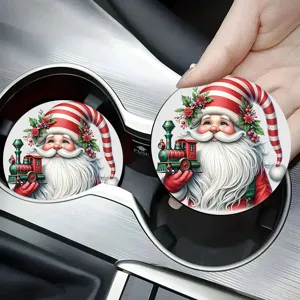 Lot de sous-verres de voiture de Noël avec motif mignon de train du Père Noël pour boissons.