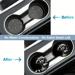 Silicone car cup coaster detail showing waterproof and anti-odor performance in vehicle cup holders.