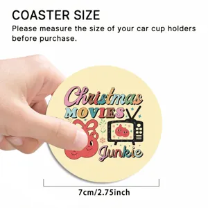 Christmas car coaster 7cm absorbent cup holder insert retro holiday auto accessories interior