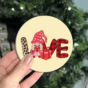 Christmas gnome love silicone coaster festive holiday cute cup holder table decoration gift item