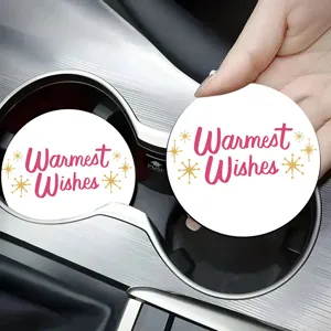 Sous-verre de voiture de Noel en ceramique absorbante avec impression festive texte