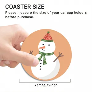 Cute Christmas snowman car coaster non-slip cup holder pad 7cm 2.75inch auto accessory