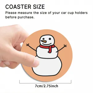Cute cartoon snowman car coaster non-slip cup holder insert pad 7cm diameter daily use.