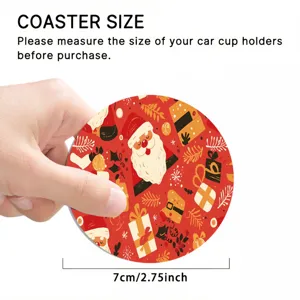Christmas silicone coaster round 7cm festive Santa Claus design for home and office decor.