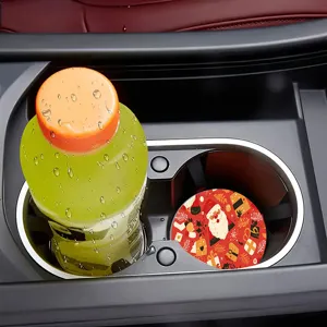Christmas silicone car cup holder coaster red Santa Claus holiday auto interior decor