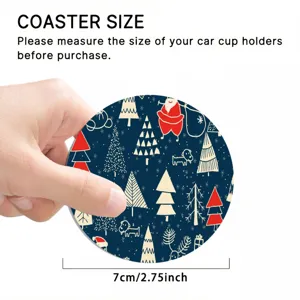 Christmas silicone car coaster 7cm round festive cup holder mat for home office holiday decor
