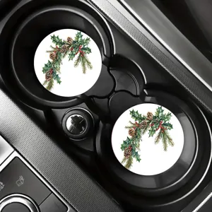 Kerst auto onderzetter rond siliconen antislip bekerhouder mat interieur decor.