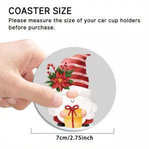 Christmas Gnome Car Coaster 7cm Absorbent Cup Mat Holiday Gift Drink Holder 2024