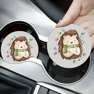 Simpatico sottobicchiere per auto riccio in pelle antiscivolo per supporto tazza interno.