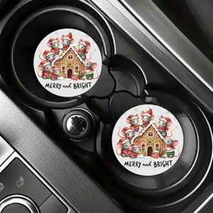 Weihnachten Auto Tasse Untersetzer Holz hitzebeständig wasserdicht Party Matte Detailansicht