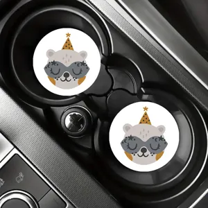 Sottobicchieri auto in pelle carina, tappetini antiscivolo resistenti al calore per portabicchieri.