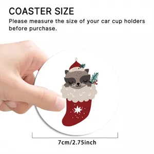 Simpatico sottobicchiere per auto di Natale 7cm in pelle tappetino antiscivolo per portabicchieri