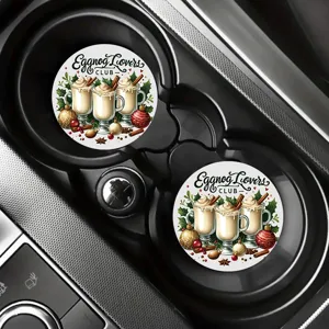 Christmas car cup coasters retro eggnog theme absorbent coasters for vehicle interior decor