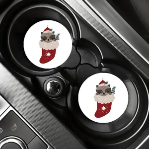Set di sottobicchieri per auto, simpatico design natalizio, tappetini antiscivolo assorbenti.