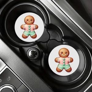 Weihnachten Lebkuchenmann Auto Untersetzer 2er Set festliche Becherhalter Dekoration