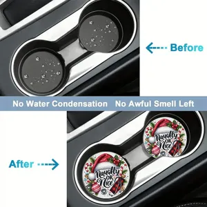 Christmas car cup coasters waterproof heat resistant non-slip silicone auto beverage mats set