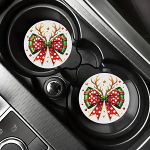 Christmas car cup coasters round silicone thermal pads for auto holders