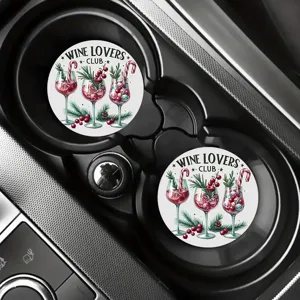Sottobicchieri per auto di Natale, tappetini rotondi antiscivolo per bevande, design festivo