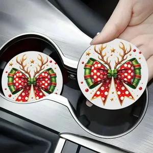 Christmas car coaster round silicone cup holder mat festive holiday decor car interior accessory