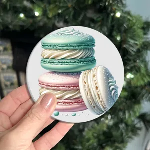 Dessous de plat en céramique de Noël, motif macaron, tapis isolant thermique, déco table.