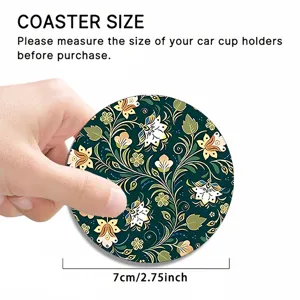 Silicone car cup coaster featuring elegant vintage floral pattern, 7cm diameter size for auto.