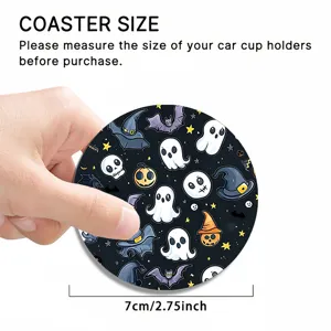 Posavasos para coche de Halloween bonito diseño de fantasma estera de goma redonda 7cm