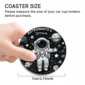 Anti-slip car cup coaster cute astronaut black white rubber waterproof drink mat 7cm