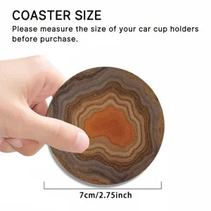Round car cup coaster with brown abstract agate texture, 7cm diameter, anti-slip design.